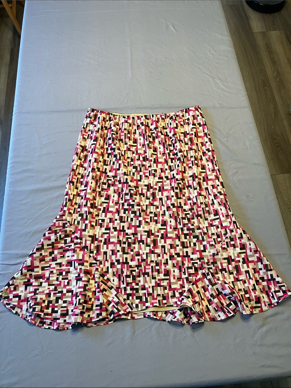 Axcess Pink, Black & Cream Geometric Flared Skirt